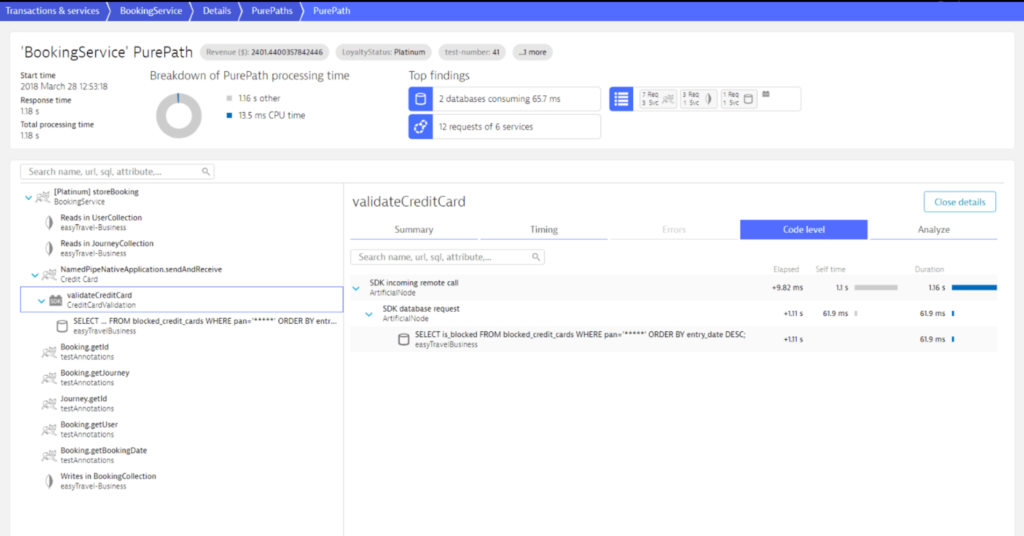 Dynatrace drill down